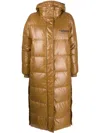 Yves Salomon Logo-print Padded Down Coat In Brown
