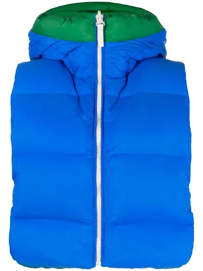 Yves Salomon Logo-print Reversible Padded Gilet In Blue
