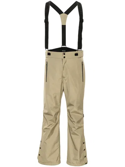Yves Salomon Logo-print Strap Straight-leg Trousers In Green