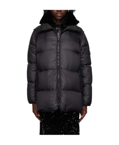 Yves Salomon Logo Quilted Down Jacket In Black