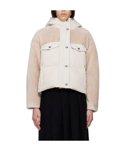 Yves Salomon Logo Spliced Cotton Suit In White