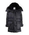 Yves Salomon Black Down Vaporous Lambswool Jacket In Black