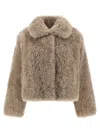 Yves Salomon Beige Fur Jacket With Spread Collar And Front Concealed Closure In Fur Woman In Brown