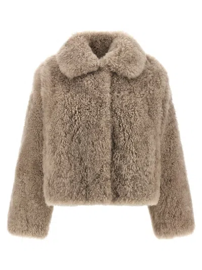 Yves Salomon Long-haired Fur In Neutral