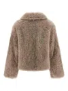 Yves Salomon Beige Fur Jacket With Spread Collar And Front Concealed Closure In Fur Woman In Gold