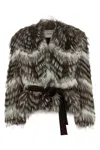Yves Salomon Textured Faux Fur Jacket Belted In Black
