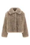 Yves Salomon Beige Fur Jacket With Spread Collar And Front Concealed Closure In Fur Woman In Brown