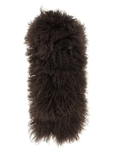 Yves Salomon Long-haired Scarf In Brown