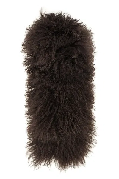 Yves Salomon Long-haired Scarf In Brown