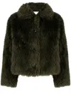 Yves Salomon Long-haired Woven Wool Jacket In Green