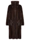 Yves Salomon Long Reversible Parka Mink Mahogany
