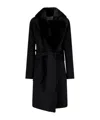 Yves Salomon Long Sleeve Coat In Black
