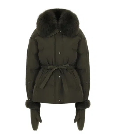 Yves Salomon Long Sleeve Cotton Coat In Gray