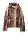 Yves Salomon Button-fastening Hooded Fur Jacket In Brown