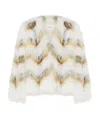 Yves Salomon Belted Cardigan In Merino Knit And Fox Fur In White