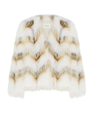 Yves Salomon Long Sleeve Fur In White