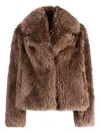 Yves Salomon Shearling Stand Up-collar Jacket In Brown