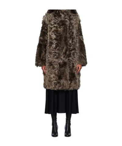 Yves Salomon Long-sleeved Coat In Black