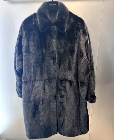 Yves Salomon Long-sleeved Coat In Blue
