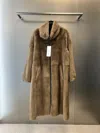 Yves Salomon Long-sleeved Coat In Brown