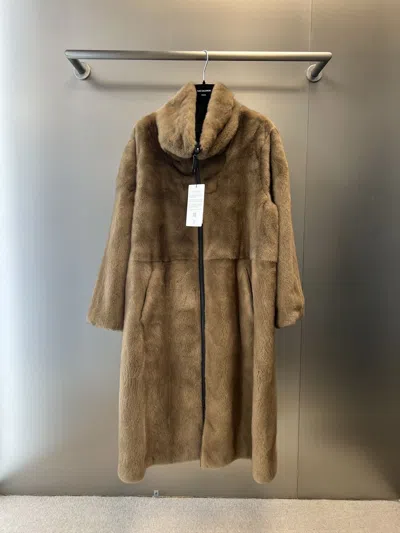 Yves Salomon Long-sleeved Coat In Brown