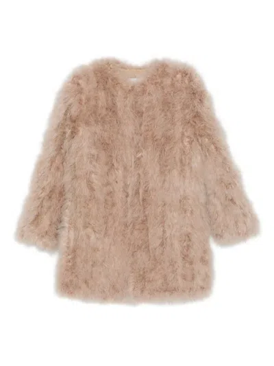 Yves Salomon Long-sleeved Coat In Brown