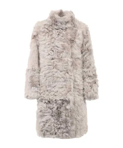 Yves Salomon Long-sleeved Coat In Nude