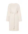 Yves Salomon Belted Felted Coat In White