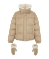Yves Salomon Down Jacket With Mittens Puffer Jackets White In Brown