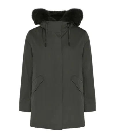 Yves Salomon Long-sleeved Cotton-padded Jacket In Gray