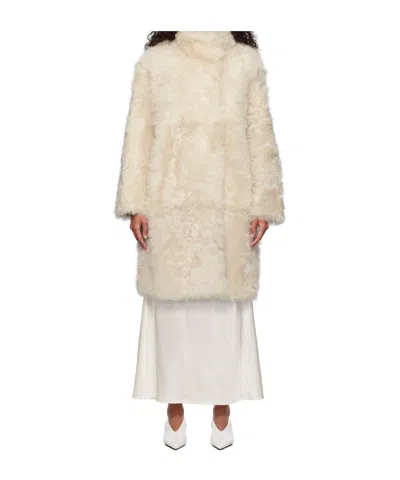 Yves Salomon Long-sleeved Double-sided Coat In Nude