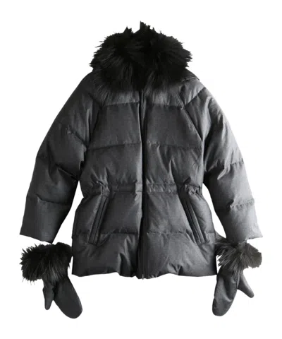 Yves Salomon Long-sleeved Down Jacket In Black