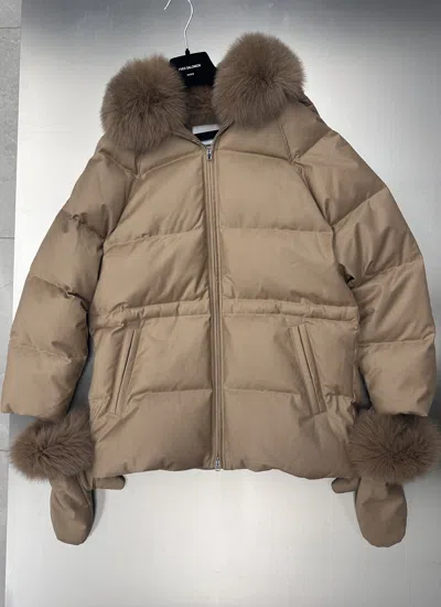 Yves Salomon Long-sleeved Down Jacket In Brown