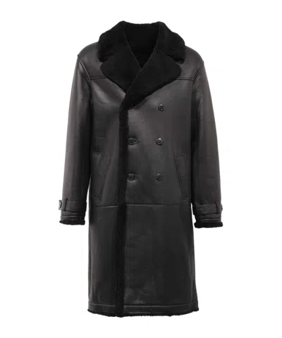 Yves Salomon Long-sleeved Fur In Black