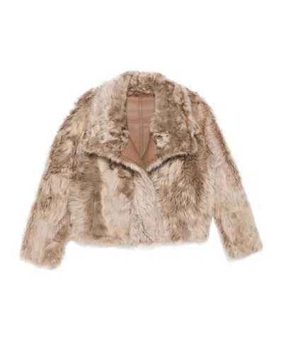 Yves Salomon Long-sleeved Fur In Brown