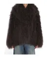 Yves Salomon Long-sleeved Fur In Brown