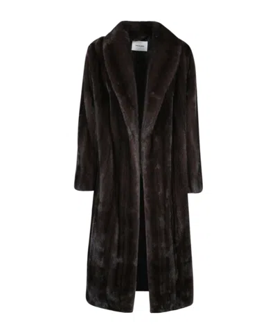 Yves Salomon Long-sleeved Fur Coat In Brown