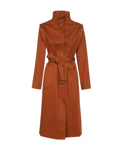 Yves Salomon Long-sleeved High-neck Windbreaker In Brown