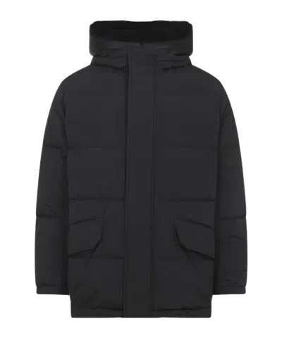 YVES SALOMON LONG-SLEEVED HOODED DOWN JACKET