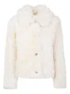 Yves Salomon Luxurious Faux Fur Collared Jacket In Neutral