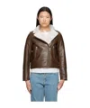 Yves Salomon Shearling-collar Leather Jacket In Brown