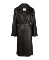 Yves Salomon Double-breasted Leather Coat In Black