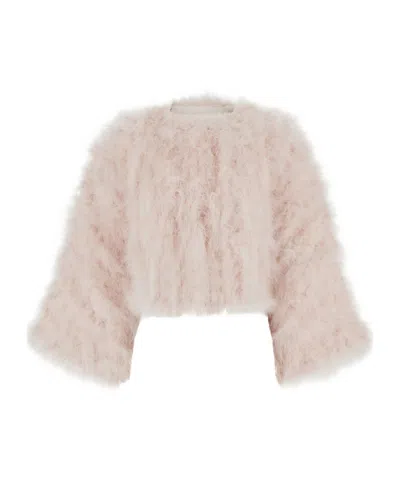 Yves Salomon Long-sleeve Casual Jacket In Pink