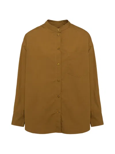 Yves Salomon Long-sleeve Poplin Shirt In Brown