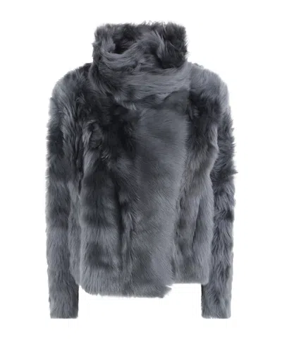 Yves Salomon Long-sleeve Reversible Jacket In Gray