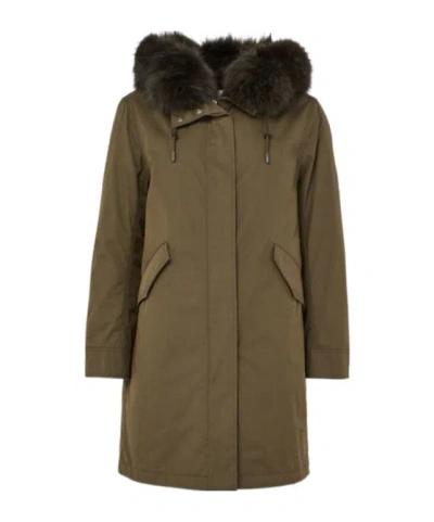 Yves Salomon Long-sleeved Down Jacket In Green