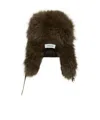 Yves Salomon Loro Piana Flannel And Fox Fur Ushanka In Brown