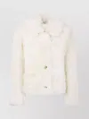 Yves Salomon Luxurious Faux Fur Collared Jacket In White