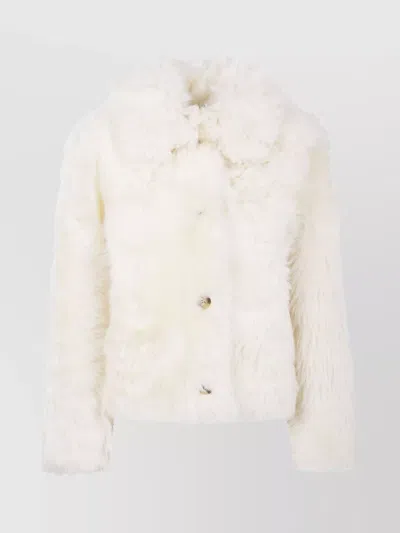 YVES SALOMON LUXURIOUS FAUX FUR COLLARED JACKET