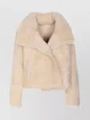 Yves Salomon Luxurious Faux Fur Jacket With Large Collar In Neutral